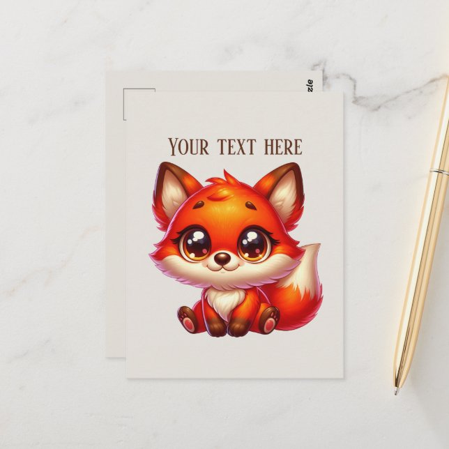 Cute hiking fox lovers customizable  postcard (Front/Back In Situ)