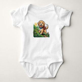 Cute Hiking Golden Retriever Puppy Adventure Baby Bodysuit