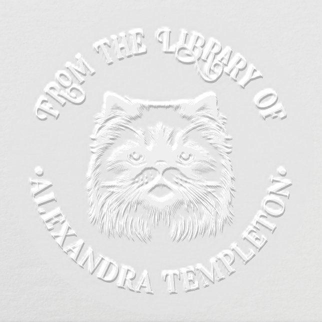 Cute Himalayan Cat Face Library Book Name Embosser (Design)