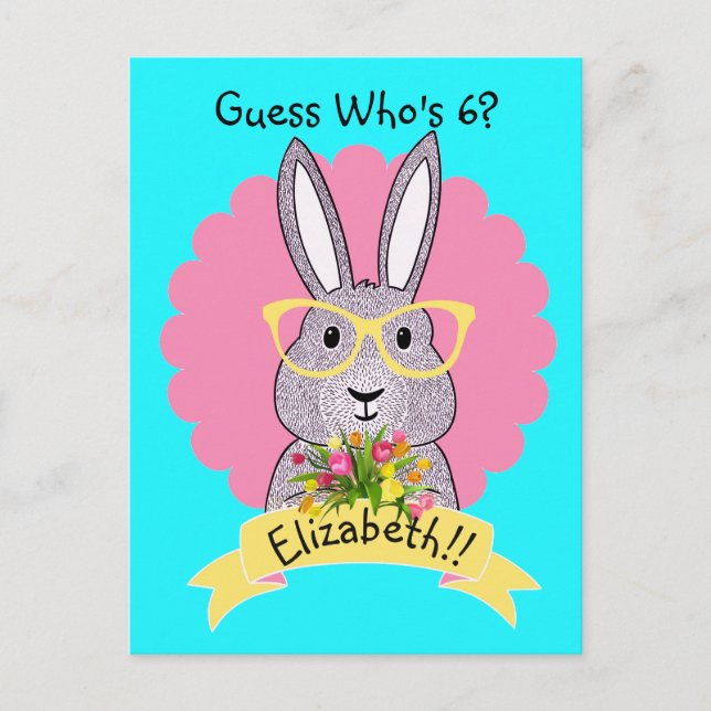Cute Hip Bunny with Glasses Birthday Invitation (Front)