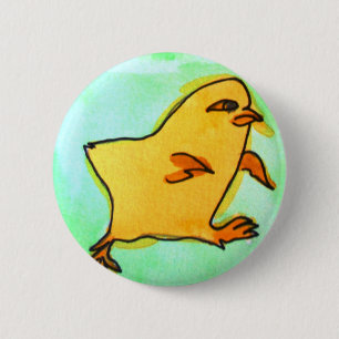 Cute hip Easter chick retro illustration Pinback Button