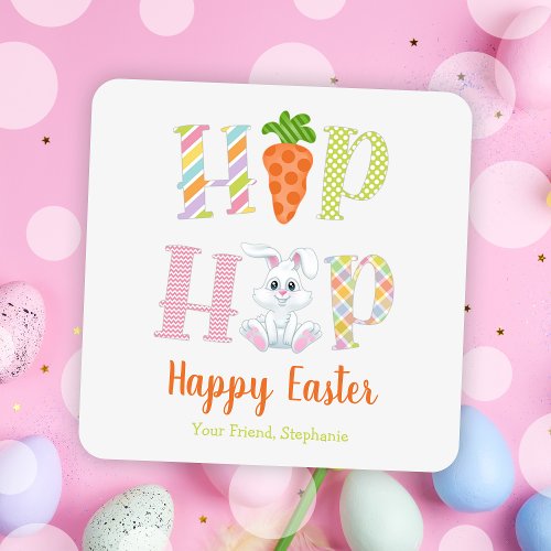 Cute Hip Hop Bunny Happy Easter Treat Square Sticker