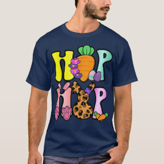 Cute Hip Hop Easter for Women Girls Leopard Bunny T-Shirt