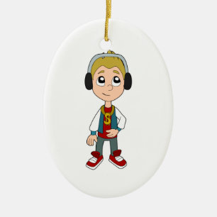 Cute hip hop kid cartoon ornament