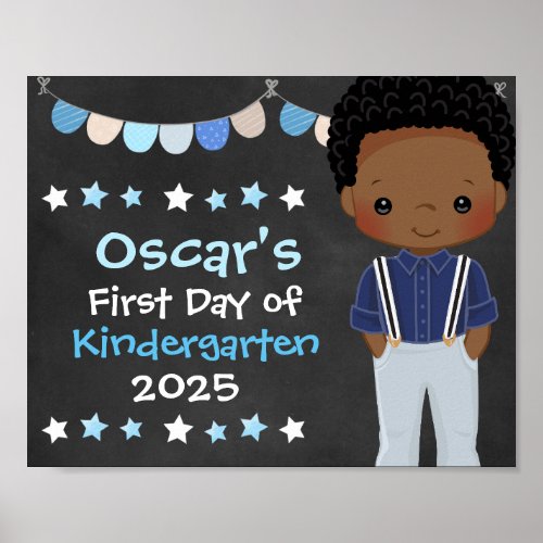 Cute Hip School Boy First Day of School Chalkboard Poster