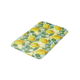 Cute Hip Tropical Summer Lemon Fruit Pattern Bathroom Mat