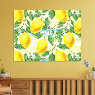Cute Hip Tropical Summer Lemon Fruit Pattern Canvas Print