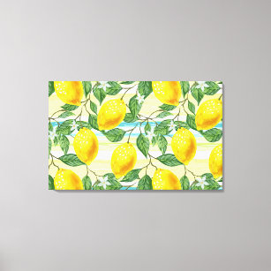 Cute Hip Tropical Summer Lemon Fruit Pattern Canvas Print