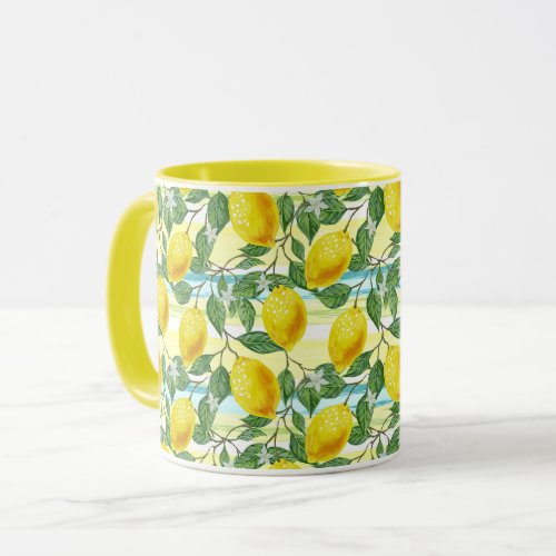 Cute Hip Tropical Summer Lemon Fruit Pattern Mug