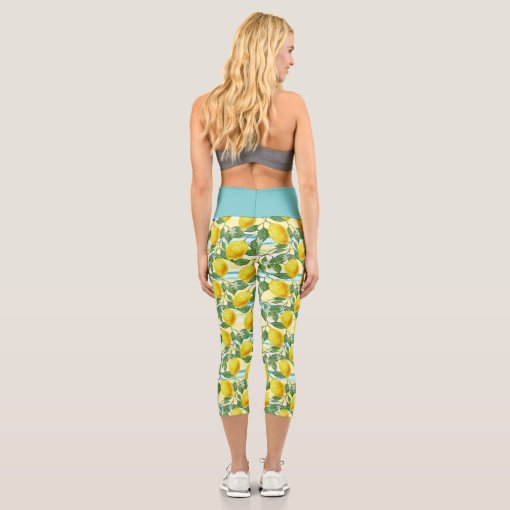 Cute Hip Tropical Summer Lemons Fruit Pattern Capri Leggings Zazzle 