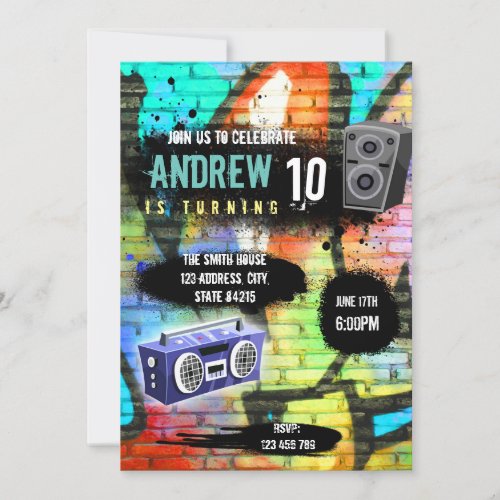 Cute hiphop party theme invitation