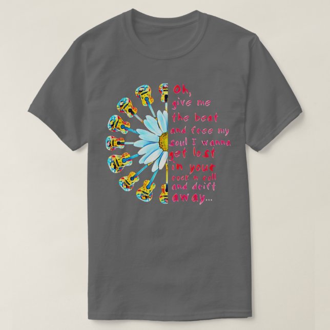 Cute hippie Drift away rock n roll flower  T-Shirt (Design Front)
