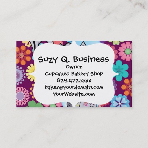 Cute Hippie Elephant with Colorful Flowers Business Card
