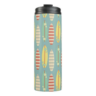 Cute Hippie Hawaii Surfing Surfboard Pattern Blue Thermal Tumbler