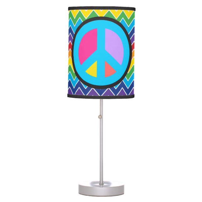 Cute hippie peace sign home decor lamp (Front)