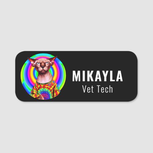 Cute Hippie Sphinx Cat Name Tag