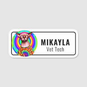 Cute Hippie Sphinx Cat Name Tag