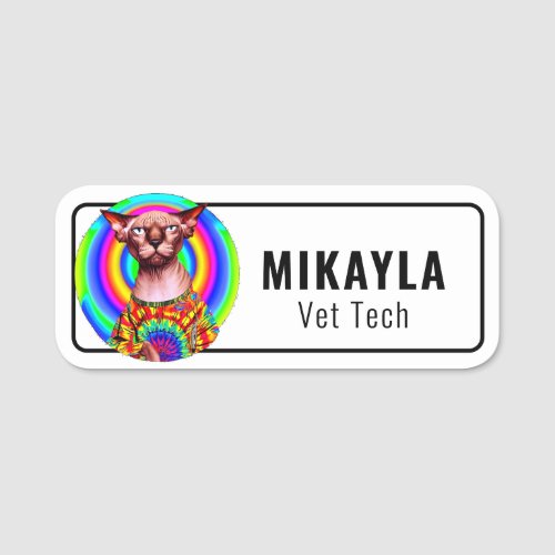 Cute Hippie Sphinx Cat Name Tag