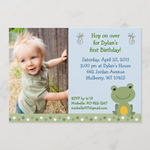 Cute Hippity Frog Custom Birthday Invitations