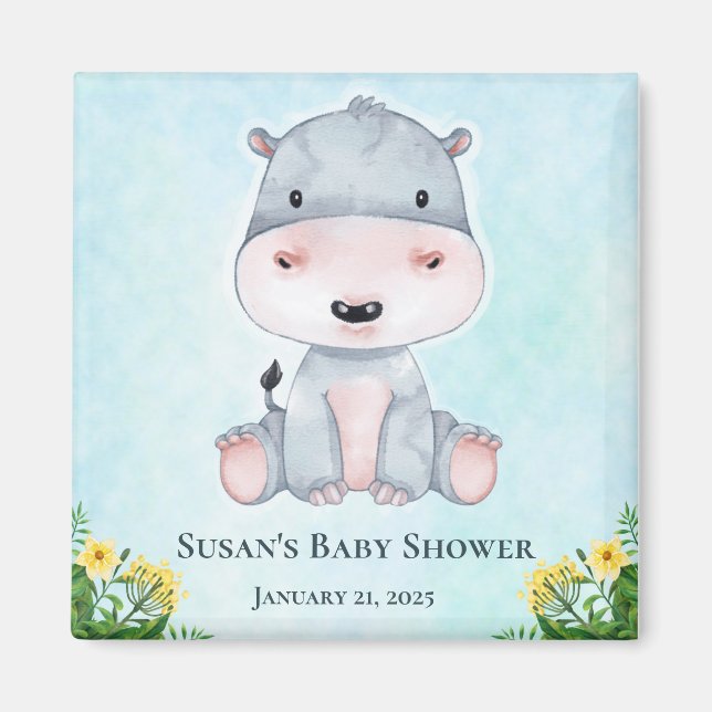 Cute Hippo Baby Shower Party Favors Magnet (Front)