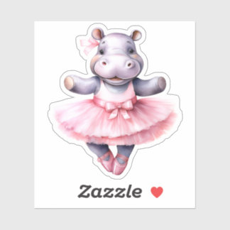 Cute hippo ballerina dancing ballet sticker