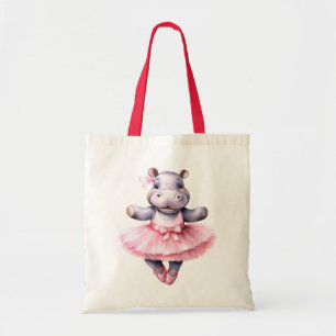 Cute hippo ballerina dancing ballet tote bag