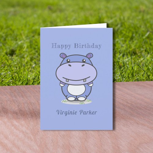 Cute Hippo Birthday Card 