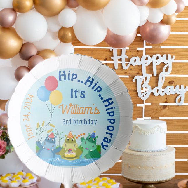 Cute Hippo Birthday Celebration Balloon (Creator Uploaded)