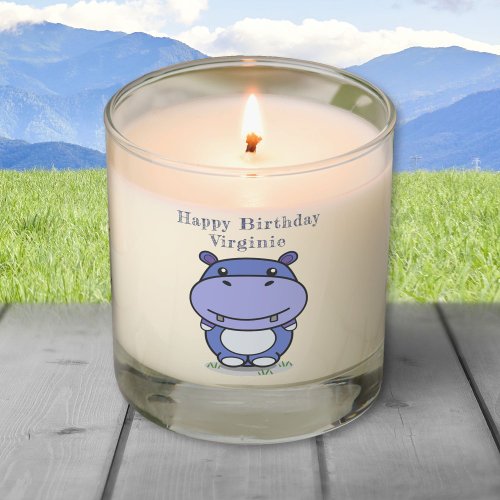 Cute Hippo Birthday Scented Candle