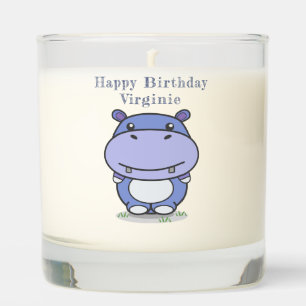 Cute Hippo Birthday Scented Candle