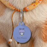 Cute Hippo Blue Pet Tag<br><div class="desc">Essential if you have a pet,  this pet tag will identify it with its name and a phone number on the back. He is,  moreover,  funny with his cute hippo!</div>