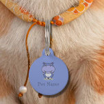 Cute Hippo Blue Pet Tag<br><div class="desc">Essential if you have a pet, this pet tag will identify it with its name and a phone number on the back. He is, moreover, funny with his cute hippo!</div>