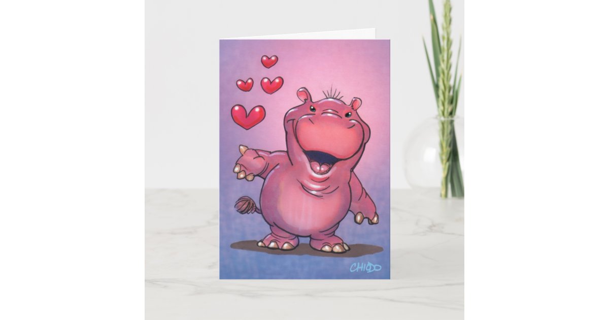 Cute Hippo Card Zazzle