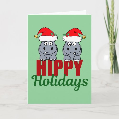 Cute Hippo Christmas  Hippy Holidays Holiday Card