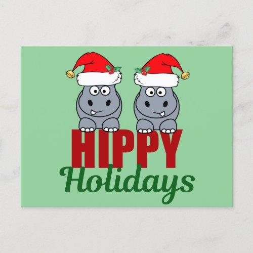 Cute Hippo Christmas  Hippy Holidays Holiday Postcard