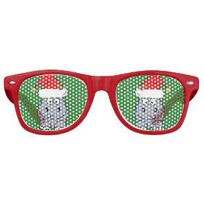 Cute Hippo Christmas Retro Sunglasses