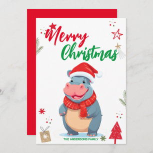 Cute Hippo Christmas tree Holiday women name