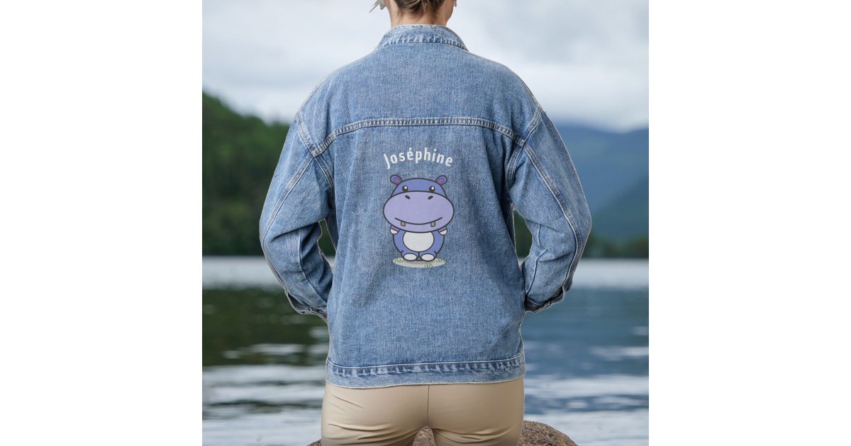 Cute Hippo Denim Jacket | Zazzle