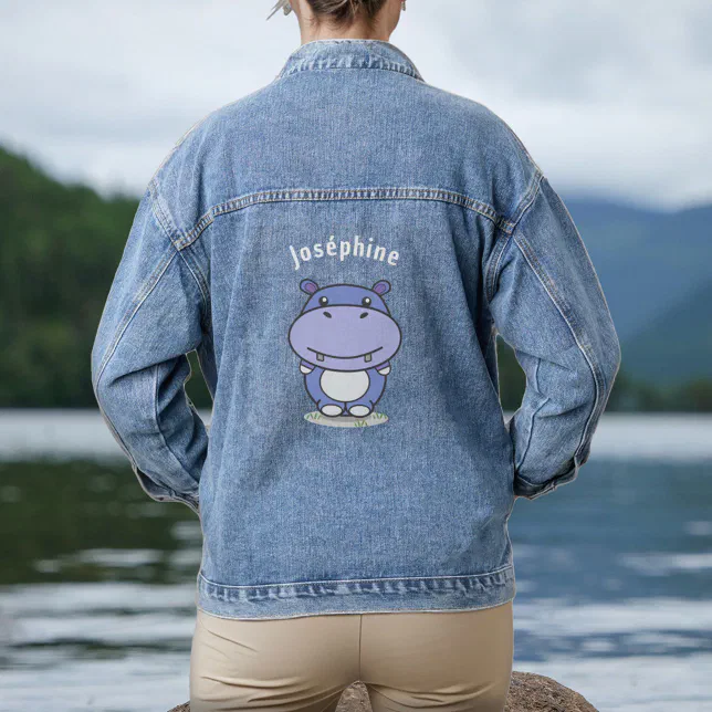 Cute Hippo Denim Jacket | Zazzle