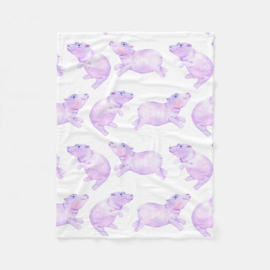 cute hippo fleece blanket
