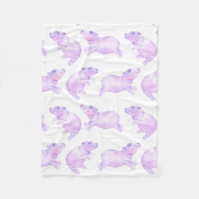 cute hippo fleece blanket (Front)