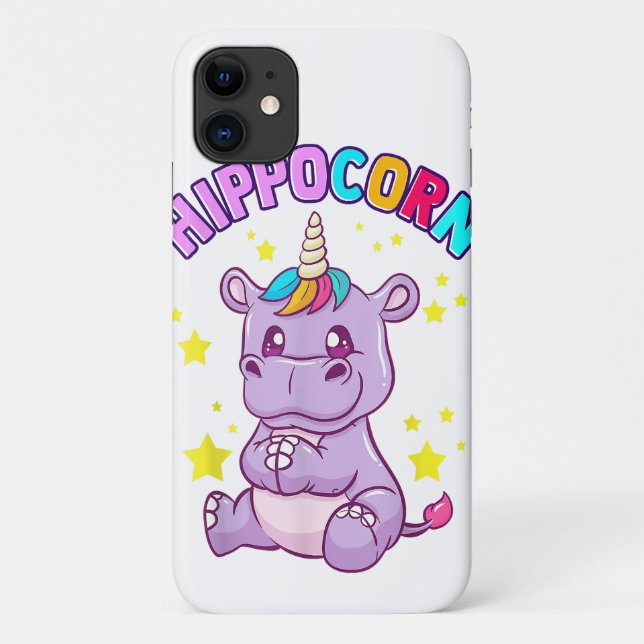 Cute Hippo Funny Cartoon Phone Case For iPhone (Back)
