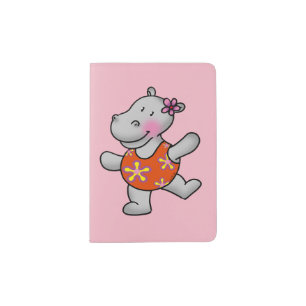cute hippo girl in swim suit passport holder
