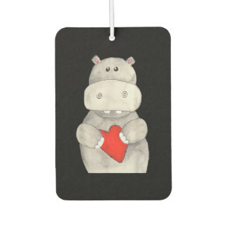 Cute Hippo Hippopotamus Holding Heart | Love Hippo Air Freshener