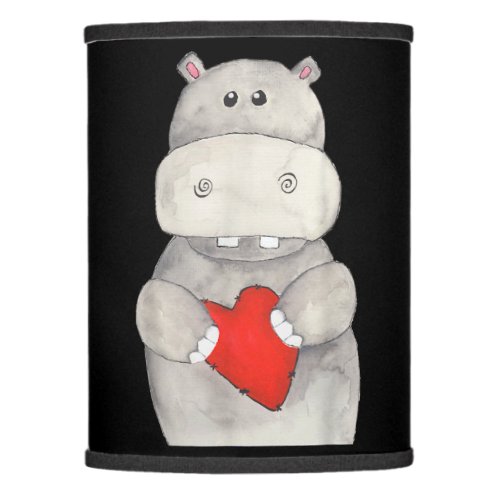 Cute Hippo Hippopotamus Holding Heart  Love Hippo Lamp Shade