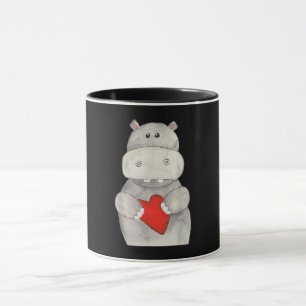 Cute Hippo Hippopotamus Holding Heart Love Hippo Mug