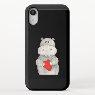 Cute Hippo Hippopotamus Holding Heart Love Hippo iPhone XR Slider Case