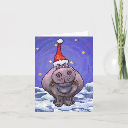 Cute Hippo Holiday Card