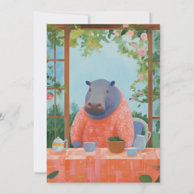 Cute Hippo Holiday Card (Front)