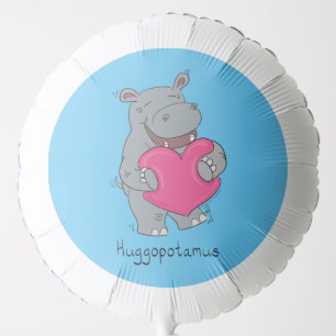Cute Hippo Hugs Cute Animal Cartoon Balloon